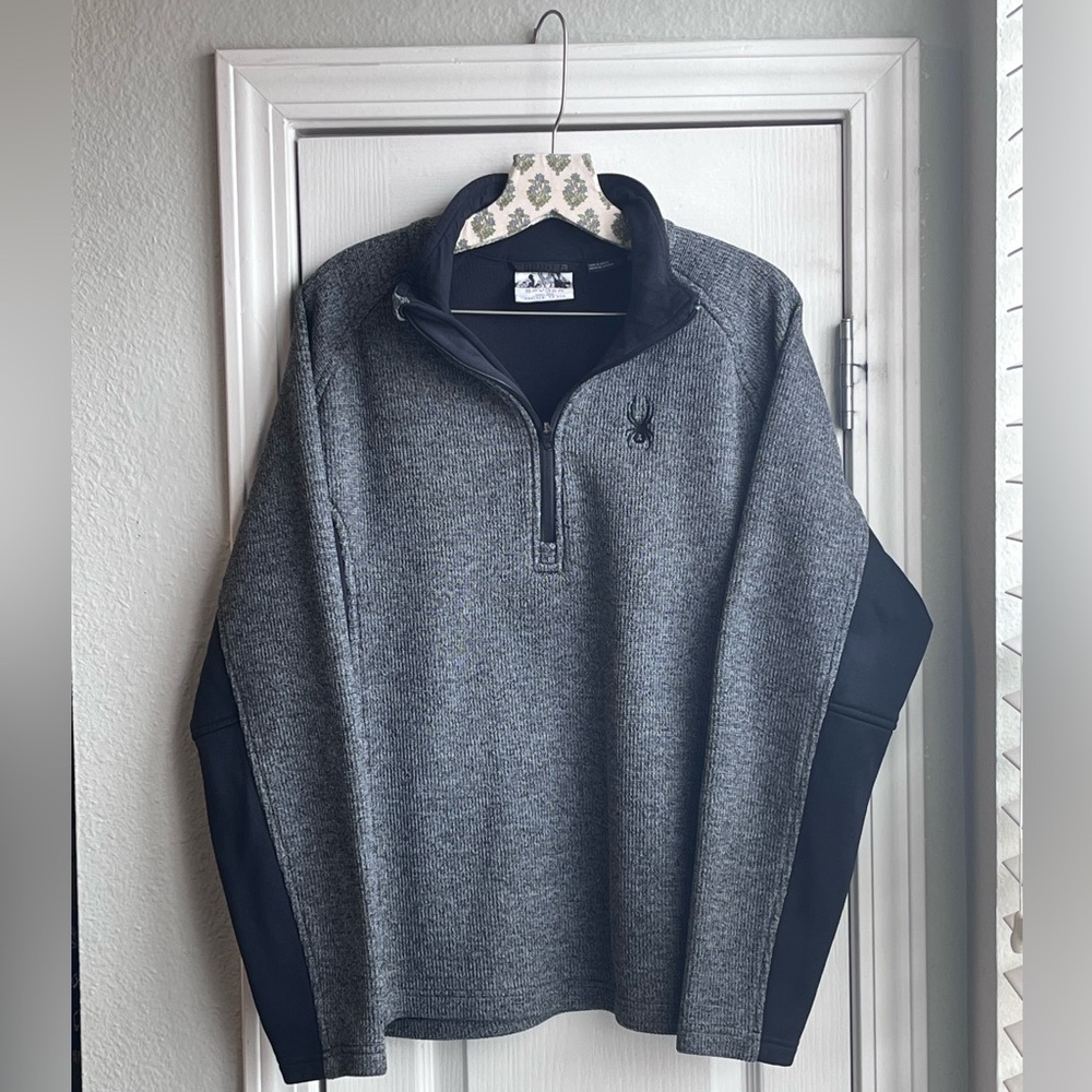 SPYDER Sweater Fleece Heather Gray and Black Half-Zip Pullover Men's Size L